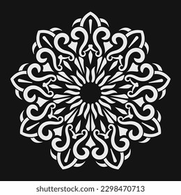 mandala vectorial, decoración redonda, negro y blanco