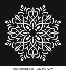 mandala vectorial, decoración redonda, negro y blanco