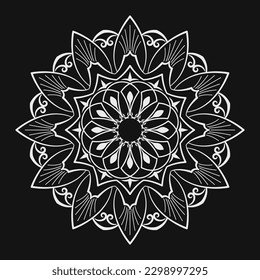 mandala vectorial, decoración redonda, negro y blanco