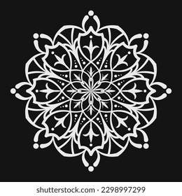mandala vectorial, decoración redonda, negro y blanco