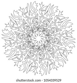 Vector Mandala, round geometric ornament, stylized floral pattern. Isolated design element colorful on a white background. Abstract colored circular art motif, line pattern