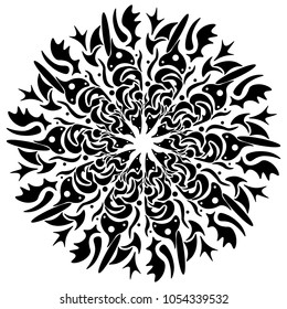 Vector Mandala, round geometric ornament, stylized floral pattern. Isolated design element colorful on a white background. Abstract colored circular art motif, line pattern