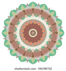 Vector Mandala, round geometric ornament, stylized floral pattern. Isolated design element colorful on a white background. Abstract colored circular art motif, line pattern