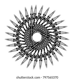 Vector Mandala, round geometric ornament, stylized floral pattern. Isolated design element colorful on a white background. Abstract colored circular art motif, line pattern