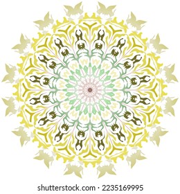 Vector Mandala Round gradient mandala on white isolated background.