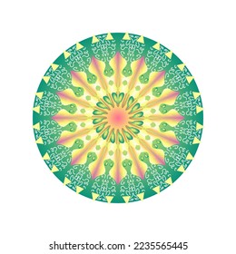 Vector Mandala Round gradient mandala on white isolated background.