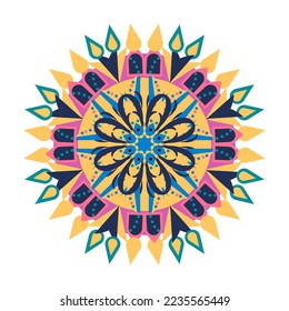 Vector Mandala Round gradient mandala on white isolated background.