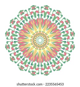 Vector Mandala Round gradient mandala on white isolated background.