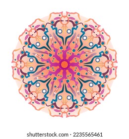 Vector Mandala Round gradient mandala on white isolated background.