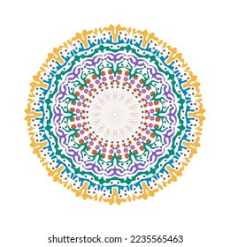 Vector Mandala Round gradient mandala on white isolated background.