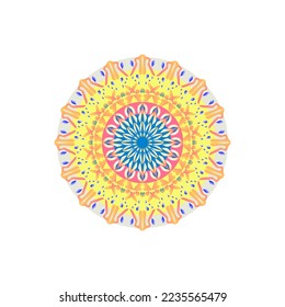 Vector Mandala Round gradient mandala on white isolated background.