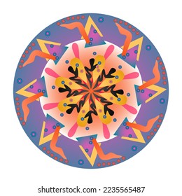 Vector Mandala Round gradient mandala on white isolated background.
