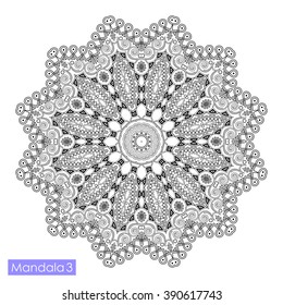 Vector Mandala. Round ornament pattern / coloring page