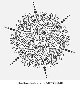 Vector mandala. Round ornament. Traditional indian symbol. Graphic template for your design.