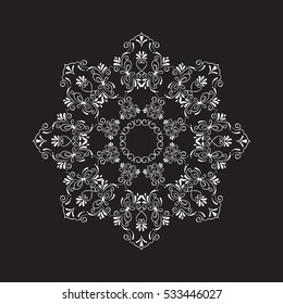 Vector mandala. Round ornamental contour mandala. Perfect for logo, oriental decoration, coloring books. Indian, Islam, Arabic motifs. Vector hand drawn illustration.