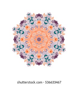 Vector mandala. Round ornamental contour mandala. Perfect for logo, oriental decoration, coloring books. Indian, Islam, Arabic motifs. Vector hand drawn illustration.