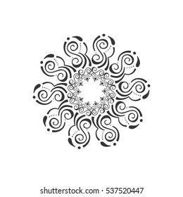 Vector mandala. Round ornamental contour mandala. Perfect for logo, oriental decoration, coloring books. Indian, Islam, Arabic motifs. Vector hand drawn illustration.