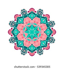 Vector mandala. Round ornamental contour mandala. Perfect for logo, oriental decoration, coloring books. Indian, Islam, Arabic motifs. Vector hand drawn illustration.