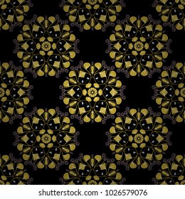 Vector mandala seamless pattern card in black, yellow and gray colors for backgrounds, invitations, birthday cards, wallpapers and etc.