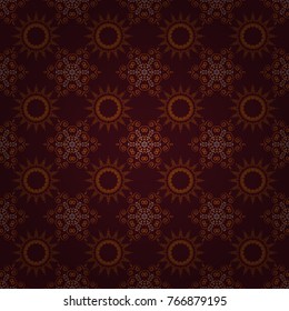 Vector mandala seamless pattern card in orange, gray and brown colors for backgrounds, invitations, birthday cards, wallpapers and etc.