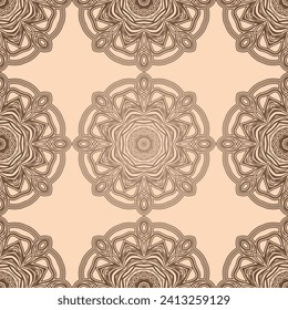 Vector mandala seamless pattern Circular pattern in form of mandala sacred geometry. Decorative ornament in ethnic oriental style. Coloring book page.