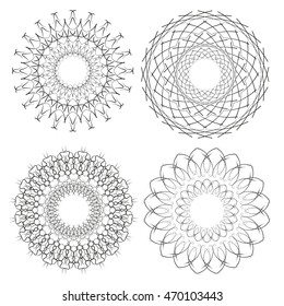 Vector mandala. Set of four circular patterns