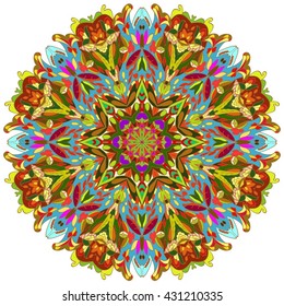  vector mandala. Set of ornamental patterns for background and texture.Vector illustration isolated on white.Islam, Arabic, Indian, ottoman motifs. Perfect for printing on fabric or paper.