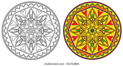 Vector mandala. Set of two decorative elements.