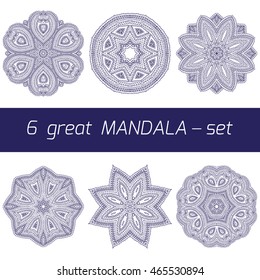Vector mandala set. Vintage decorative elements. Hand drawn background. Turkish, Arabic, Indian, Persian  motifs.