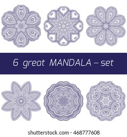 Vector mandala set. Vintage decorative elements. Hand drawn background. Turkish, Arabic, Indian, Persian  motifs.
