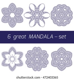 Vector mandala set. Vintage decorative elements. Hand drawn background. Turkish, Arabic, Indian, Persian  motifs.