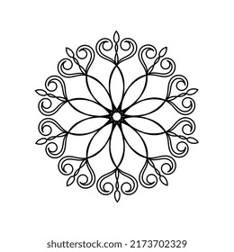 Vector mandala style pattern with a touch of black, traditional ethnic art, for henna tattoo designs and more.