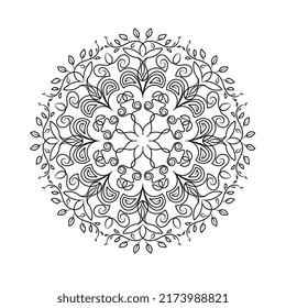 Vector mandala style pattern with a touch of black and white, traditional ethnic art, for henna tattoo designs and more.