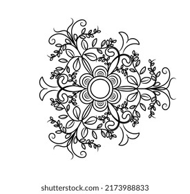 Vector mandala style pattern with a touch of black and white, traditional ethnic art, for henna tattoo designs and more.