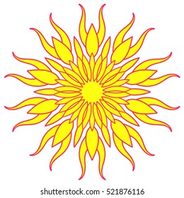 Vector mandala a sun. logo. Decor for your design, lace ornament, round pattern with lots of details. Oriental style, floral  pattern, isolated on white background. Circle lace ornament.