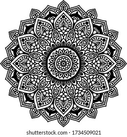 plantilla de mandala vectorial para la tarjeta de decoración de páginas libro de color para adultos 
