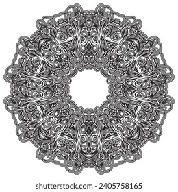 plantilla de vector mandala para la tarjeta de decoración de páginas libro de coloreado adulto.