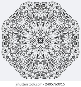 plantilla de vector mandala para la tarjeta de decoración de páginas libro de coloreado adulto.