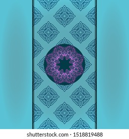 Vector Mandala template pattern on color background for card, poster, flyer, invitation etc.