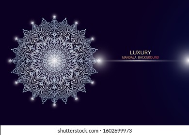 Vector Mandala template pattern on blue background for card, poster, brochure, flyer, invitation etc.