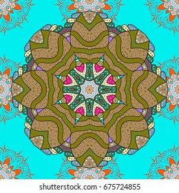 Vector Mandala. Tiled mandala design, best for print fabric or papper and more. Background. Boho style flower seamless pattern.
