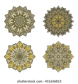 Vector mandalas. Colored mandala set. Oriental round ornament. asian design element
