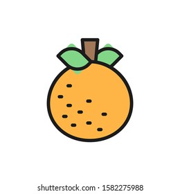 Vector mandarin, tangerine, Italian fruit flat color line icon.