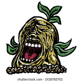 Vector of Mandragora, the crying legendary plant