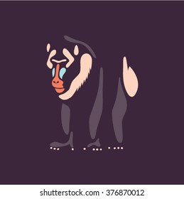 Vector mandrill monkey illustration