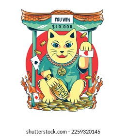 Vector maneki neko cute cat happy