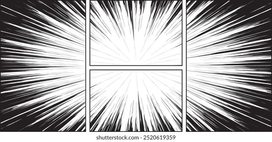 Vector Manga Speed Lines Background, Anime Radial Burst Frame, Superhero Comic Book Texture, Abstract Flash Explosion Lines, Transparent Background, Classic
