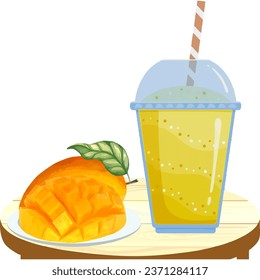  jugo de mango vectorial sobre la mesa