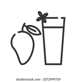 Vector mango juice outline icon, food and drink related 4000x4000 Pixel, whitebackground