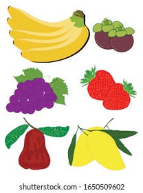 vector mango mangosteen banana strawberry grade  Rose apple